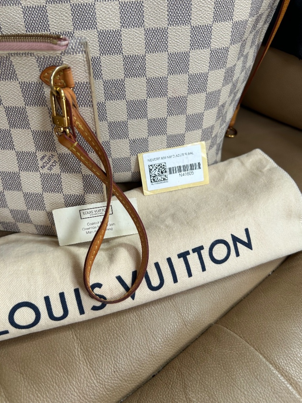 🩷FULL SET Louis Vuitton Neverfull mm Azur Ballerine🩷 - Picture 10 of 15